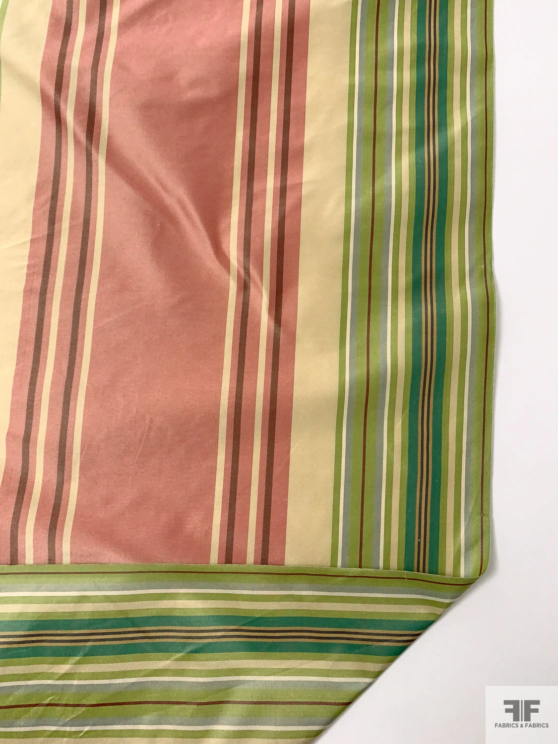 Vertical Striped Yarn-Dyed Silk Taffeta - Antique Dusty Rose / Greens / Antique Beige 10 Vertical Striped Yarn-Dyed Silk Taffeta - Antique Dusty Rose / Greens / Antique Beige - Image 8