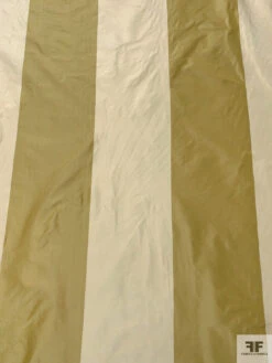 Bold Vertical Striped Yarn-Dyed Silk Taffeta - Flaxen / Champagne -Fabrics And Fabrics Store 18902 4