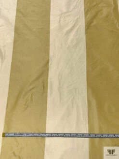 Bold Vertical Striped Yarn-Dyed Silk Taffeta - Flaxen / Champagne -Fabrics And Fabrics Store 18902 5