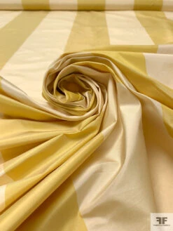 Bold Vertical Striped Yarn-Dyed Silk Taffeta - Mustard Yellow / Cream 14 Bold Vertical Striped Yarn-Dyed Silk Taffeta - Mustard Yellow / Cream -Fabrics And Fabrics Store 18930 3