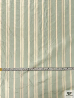 Vertical Striped Yarn-Dyed Silk Taffeta - Dusty Aqua / Cream 16 Vertical Striped Yarn-Dyed Silk Taffeta - Dusty Aqua / Cream -Fabrics And Fabrics Store 18947 4