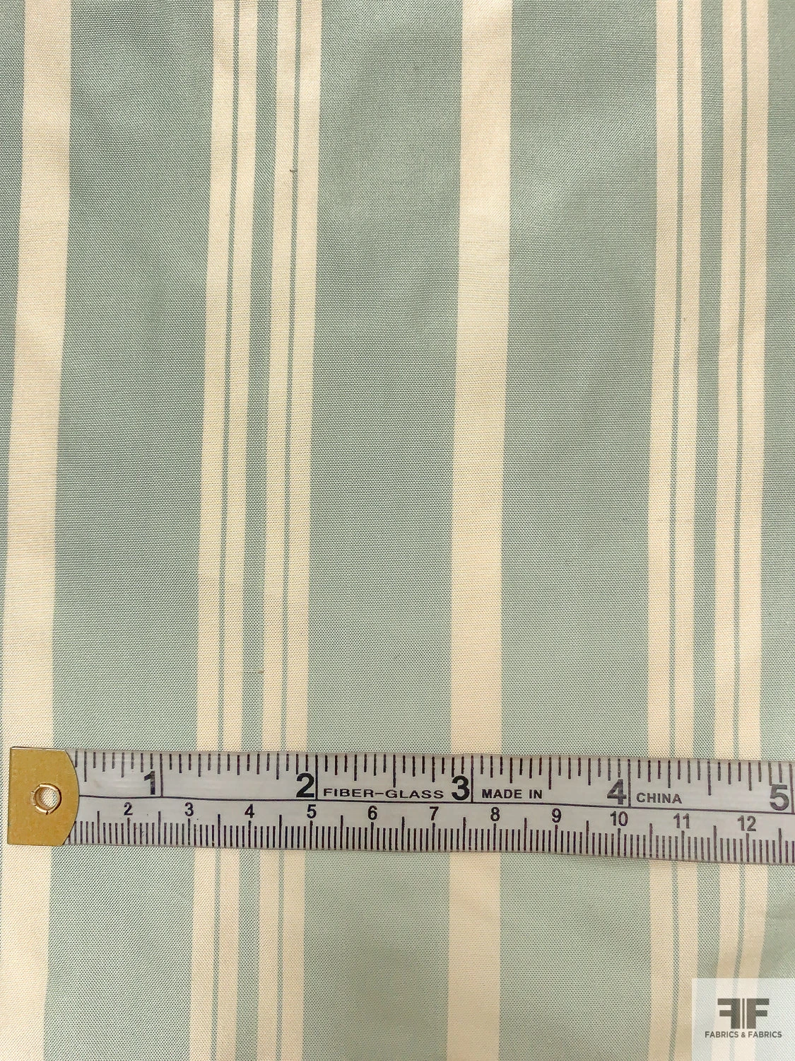 Vertical Striped Yarn-Dyed Silk Taffeta - Dusty Aqua / Cream 9 Vertical Striped Yarn-Dyed Silk Taffeta - Dusty Aqua / Cream - Image 7