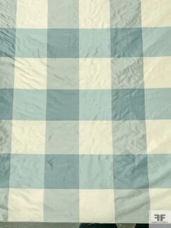 Buffalo Plaid Yarn-Dyed Silk Shantung - Dusty Aqua / Grey / Cream 15 Buffalo Plaid Yarn-Dyed Silk Shantung - Dusty Aqua / Grey / Cream -Fabrics And Fabrics Store 18955 3
