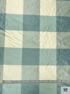 Buffalo Plaid Yarn-Dyed Silk Shantung - Dusty Aqua / Grey / Cream 16 Buffalo Plaid Yarn-Dyed Silk Shantung - Dusty Aqua / Grey / Cream -Fabrics And Fabrics Store 18955 4