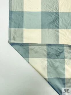 Buffalo Plaid Yarn-Dyed Silk Shantung - Dusty Aqua / Grey / Cream 18 Buffalo Plaid Yarn-Dyed Silk Shantung - Dusty Aqua / Grey / Cream -Fabrics And Fabrics Store 18955 6
