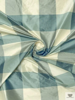 Buffalo Plaid Yarn-Dyed Silk Shantung - Dusty Aqua / Grey / Cream 13 Buffalo Plaid Yarn-Dyed Silk Shantung - Dusty Aqua / Grey / Cream -Fabrics And Fabrics Store 18955 8