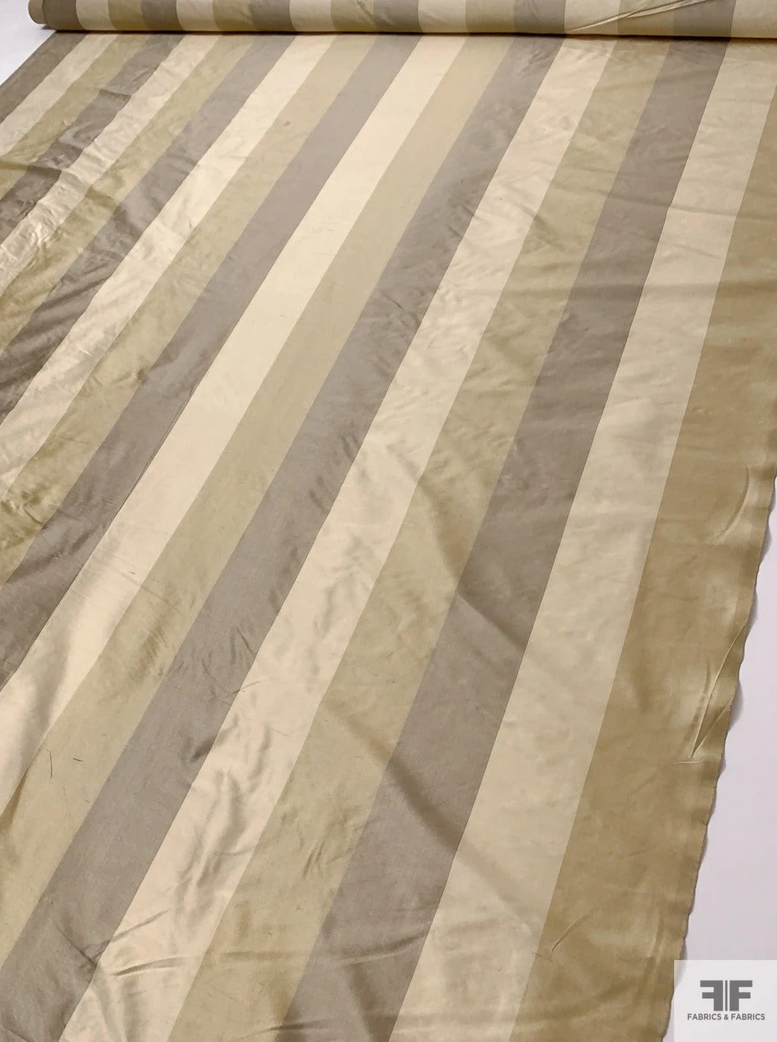 Vertical Striped Yarn-Dyed Silk Shantung - Shaker Beige / Pearl Light Golds 3 Vertical Striped Yarn-Dyed Silk Shantung - Shaker Beige / Pearl Light Golds