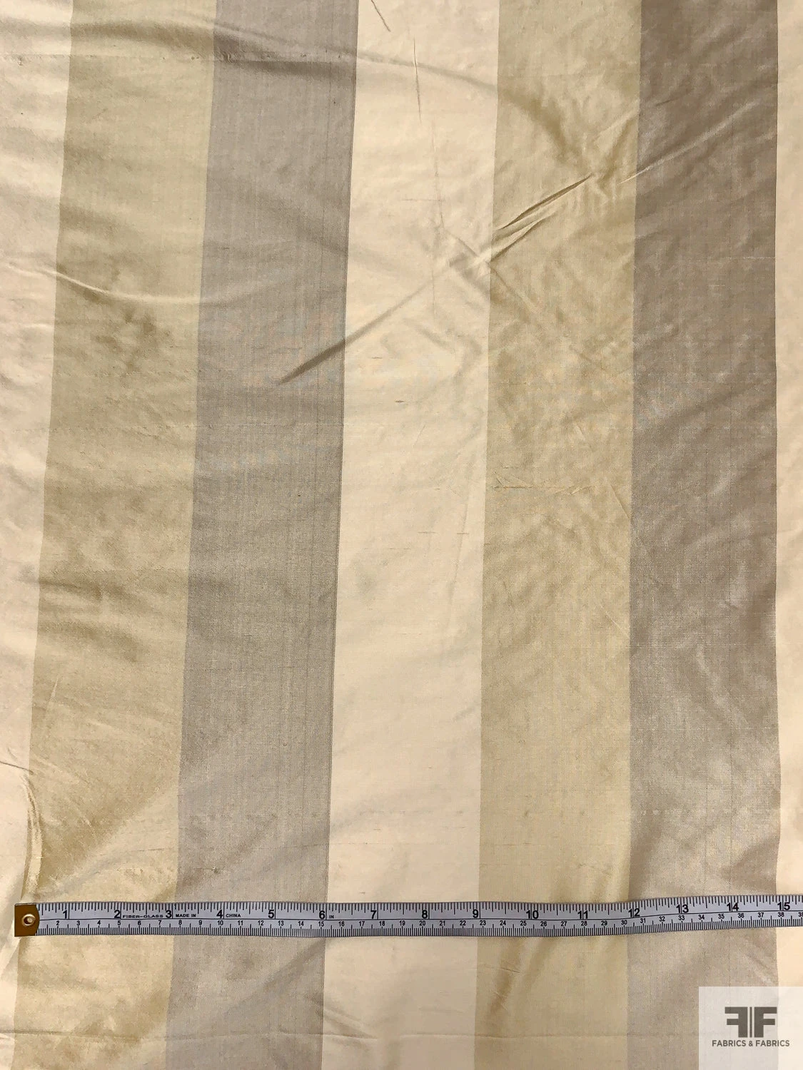 Vertical Striped Yarn-Dyed Silk Shantung - Shaker Beige / Pearl Light Golds 8 Vertical Striped Yarn-Dyed Silk Shantung - Shaker Beige / Pearl Light Golds - Image 6