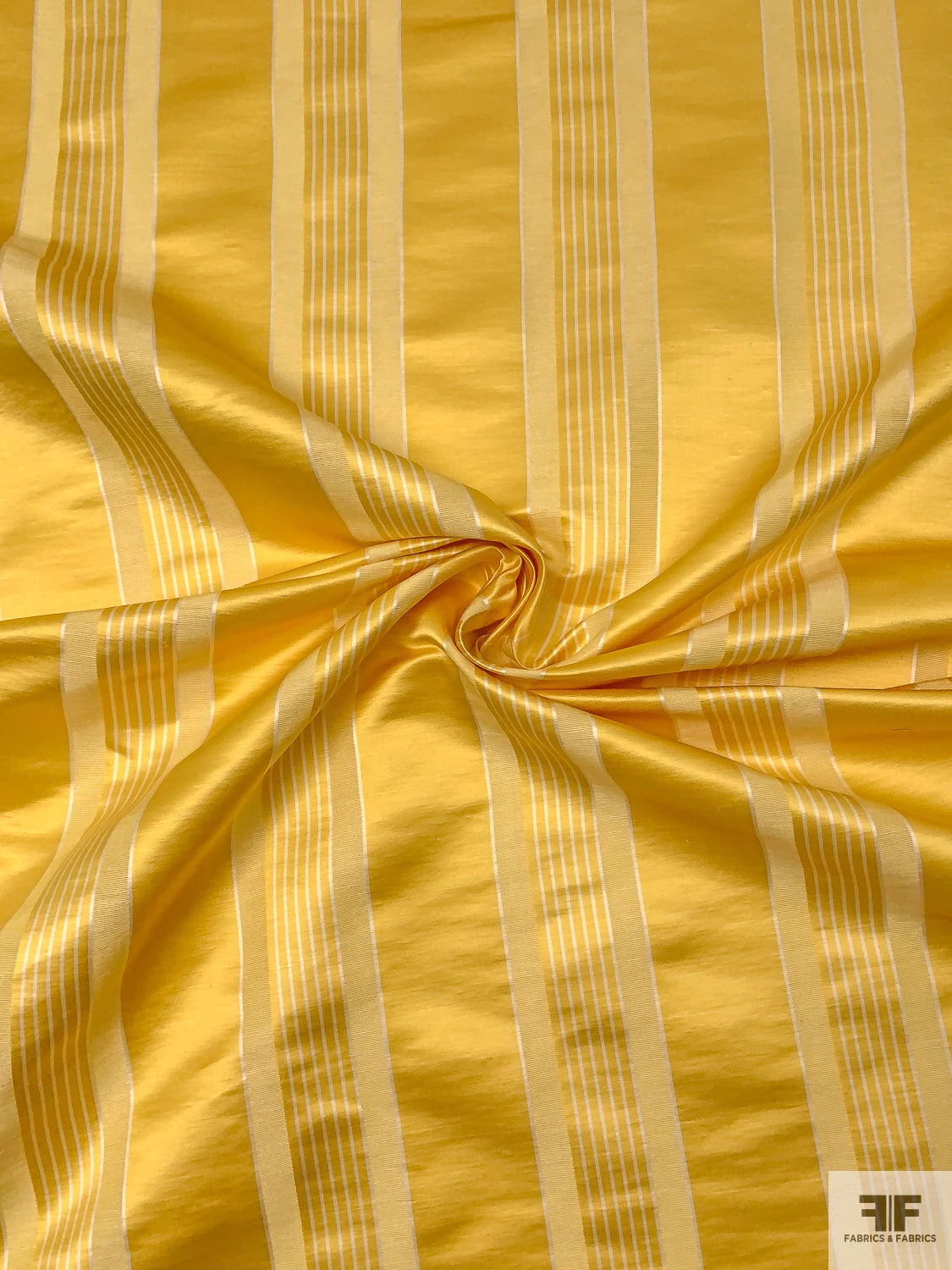 Striped Yarn-Dyed Heavy Silk And Cotton Satin - Royal Yellow / Off-White 3 Striped Yarn-Dyed Heavy Silk And Cotton Satin - Royal Yellow / Off-White