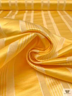 Striped Yarn-Dyed Heavy Silk And Cotton Satin - Royal Yellow / Off-White 14 Striped Yarn-Dyed Heavy Silk And Cotton Satin - Royal Yellow / Off-White -Fabrics And Fabrics Store 18958 3