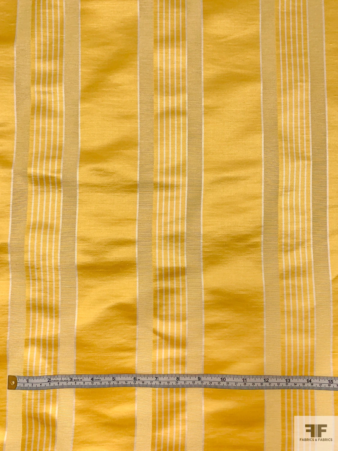 Striped Yarn-Dyed Heavy Silk And Cotton Satin - Royal Yellow / Off-White 7 Striped Yarn-Dyed Heavy Silk And Cotton Satin - Royal Yellow / Off-White - Image 5