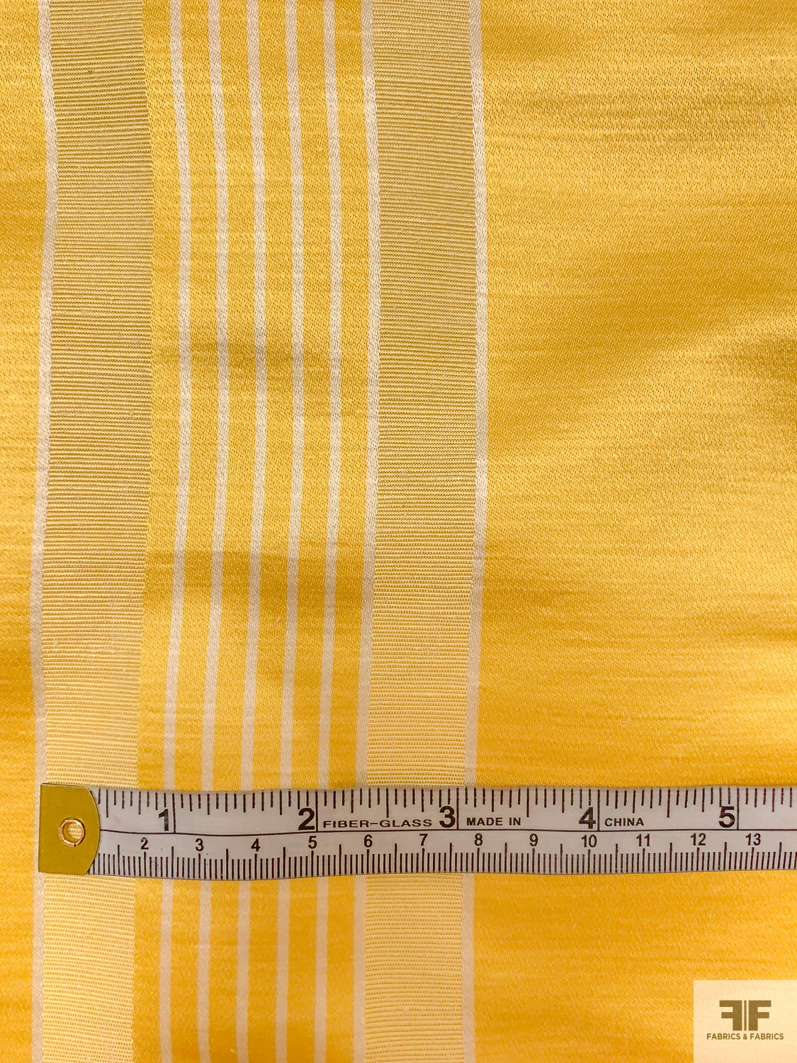 Striped Yarn-Dyed Heavy Silk And Cotton Satin - Royal Yellow / Off-White 8 Striped Yarn-Dyed Heavy Silk And Cotton Satin - Royal Yellow / Off-White - Image 6