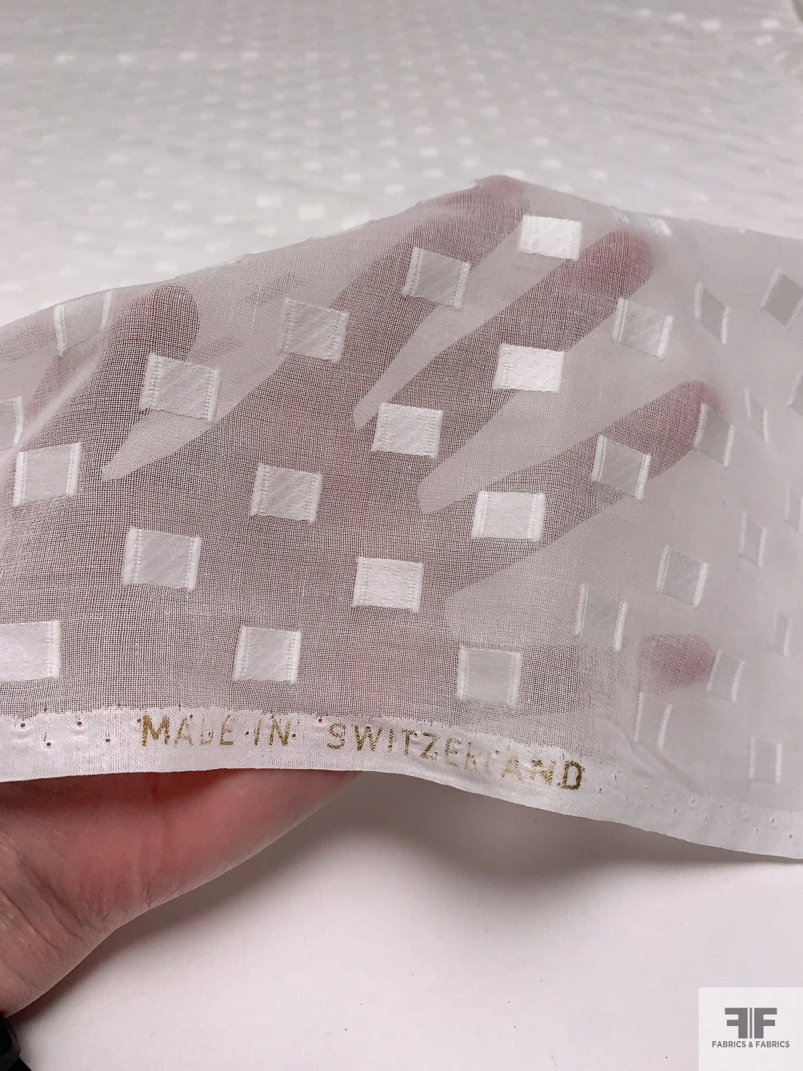 Made In Switzerland Rectangles Burnout Cotton Voile - Off-White 3 Made In Switzerland Rectangles Burnout Cotton Voile - Off-White
