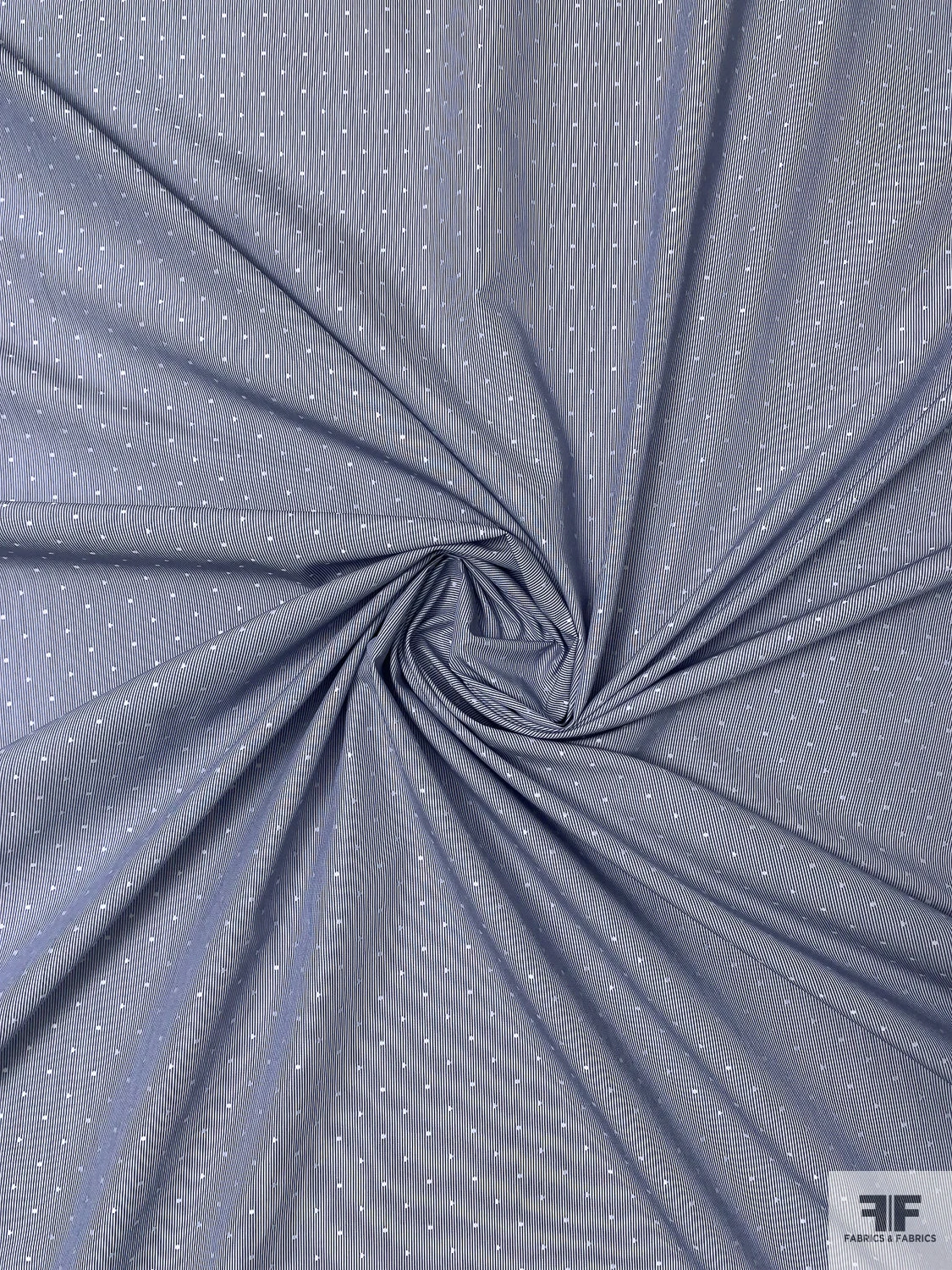 Pinstripe Dobby Cotton Shirting - Navy Blue / White 6 Pinstripe Dobby Cotton Shirting - Navy Blue / White - Image 4