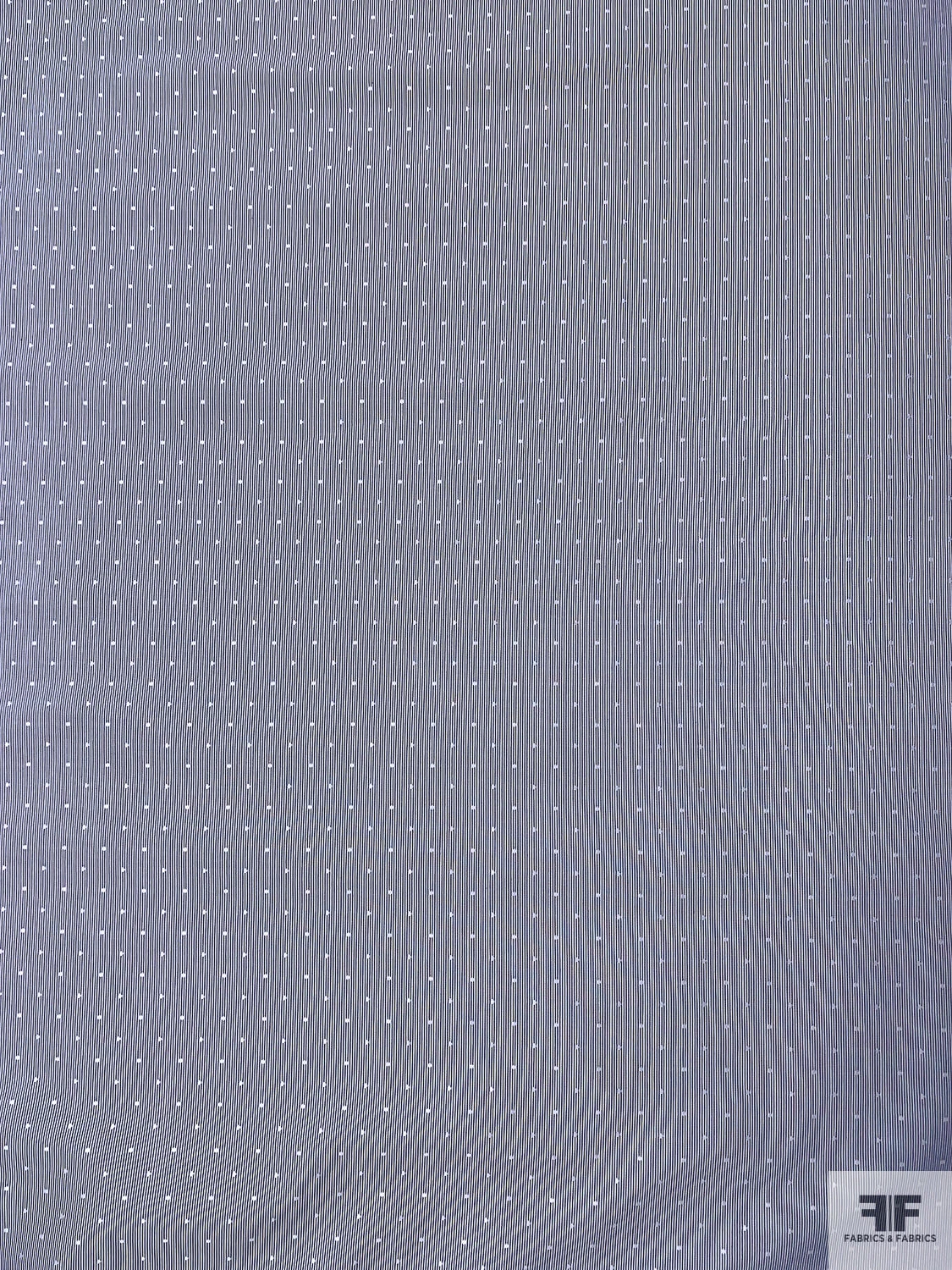 Pinstripe Dobby Cotton Shirting - Navy Blue / White 8 Pinstripe Dobby Cotton Shirting - Navy Blue / White - Image 6