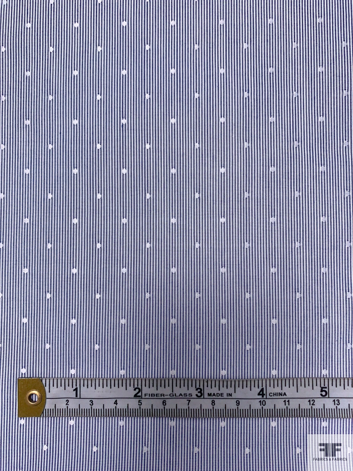 Pinstripe Dobby Cotton Shirting - Navy Blue / White 4 Pinstripe Dobby Cotton Shirting - Navy Blue / White - Image 2