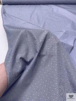 Pinstripe Dobby Cotton Shirting - Navy Blue / White