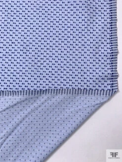 Italian Pinstripe Swiss Dot Cotton Shirting - Blue / Navy / White -Fabrics And Fabrics Store 18974 5