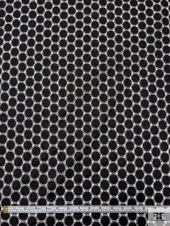 Circles Design Embroidered Eyelet Cotton Voile - Black / Oyster White -Fabrics And Fabrics Store 18986 5