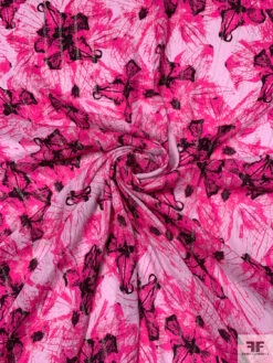 Italian Exotic Floral Printed Viscose Challis With Lurex Pinstripes - Fuchsia / Black / Gold / Silver 13 Italian Exotic Floral Printed Viscose Challis With Lurex Pinstripes - Fuchsia / Black / Gold / Silver -Fabrics And Fabrics Store 18989 2