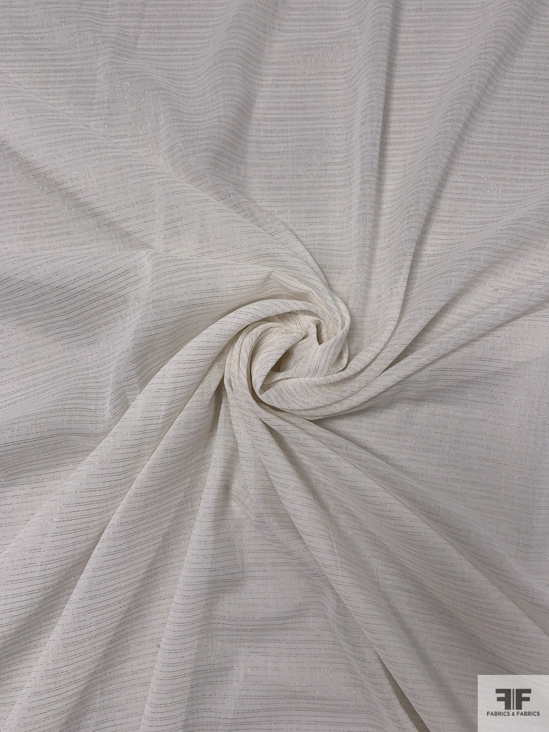 Metallic Striped Cotton Voile - Off-White / Gold 3 Metallic Striped Cotton Voile - Off-White / Gold