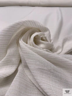 Metallic Striped Cotton Voile - Off-White / Gold 12 Metallic Striped Cotton Voile - Off-White / Gold -Fabrics And Fabrics Store 18994 3