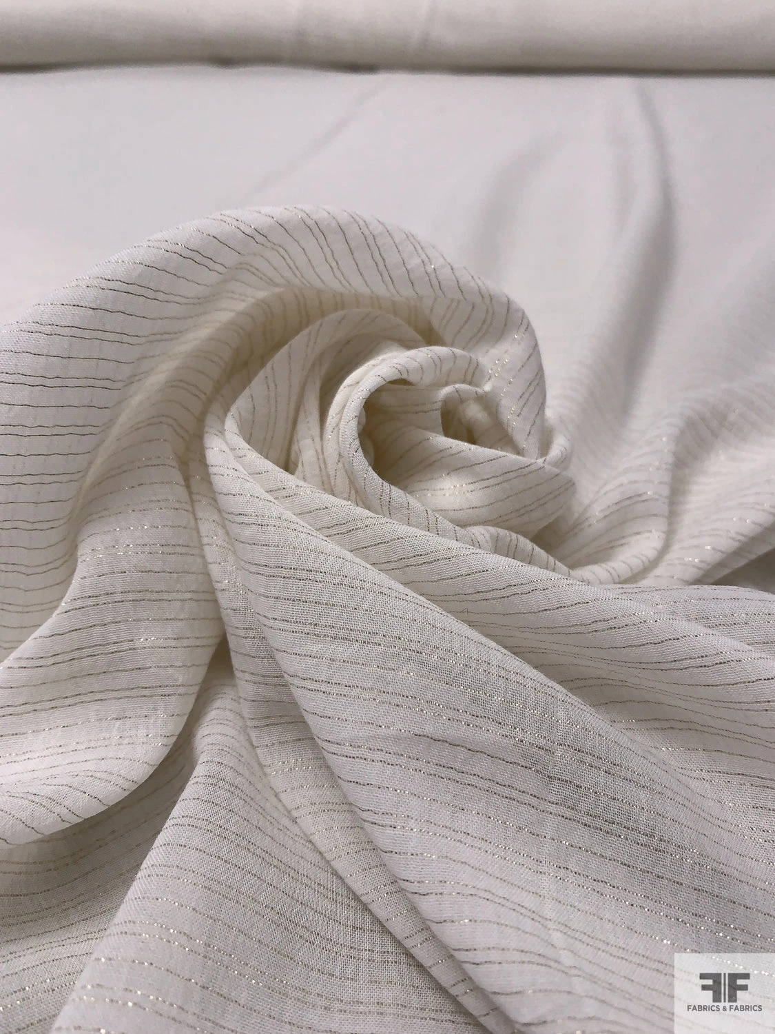 Metallic Striped Cotton Voile - Off-White / Gold 5 Metallic Striped Cotton Voile - Off-White / Gold - Image 3