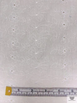 Floral Vines Embroidered Eyelet Poly-Cotton Voile - Off-White -Fabrics And Fabrics Store 19001 4
