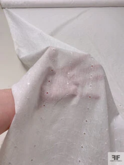 Floral Vines Embroidered Eyelet Poly-Cotton Voile - Off-White -Fabrics And Fabrics Store 19001 7