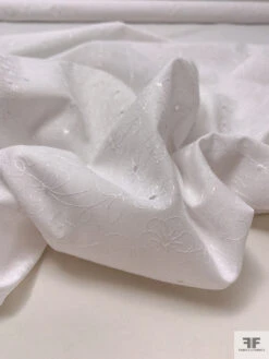Floral Vines Embroidered Eyelet Poly-Cotton Voile - Off-White -Fabrics And Fabrics Store 19001 8
