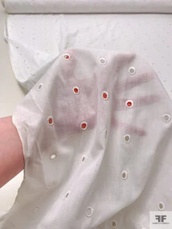 Circles Embroidered Eyelet Poly-Cotton Lawn - Off-White 17 Circles Embroidered Eyelet Poly-Cotton Lawn - Off-White -Fabrics And Fabrics Store 19002 8