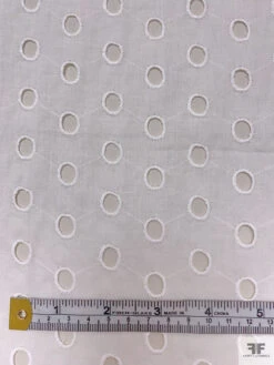 Made In Japan Connected Circles Embroidered Eyelet Cotton Lawn - White -Fabrics And Fabrics Store 19005 5
