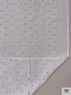 Made In Japan Connected Circles Embroidered Eyelet Cotton Lawn - White -Fabrics And Fabrics Store 19005 6