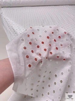 Made In Japan Connected Circles Embroidered Eyelet Cotton Lawn - White -Fabrics And Fabrics Store 19005 8