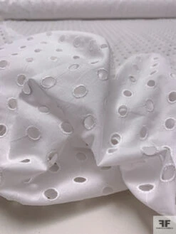 Made In Japan Connected Circles Embroidered Eyelet Cotton Lawn - White -Fabrics And Fabrics Store 19005 9