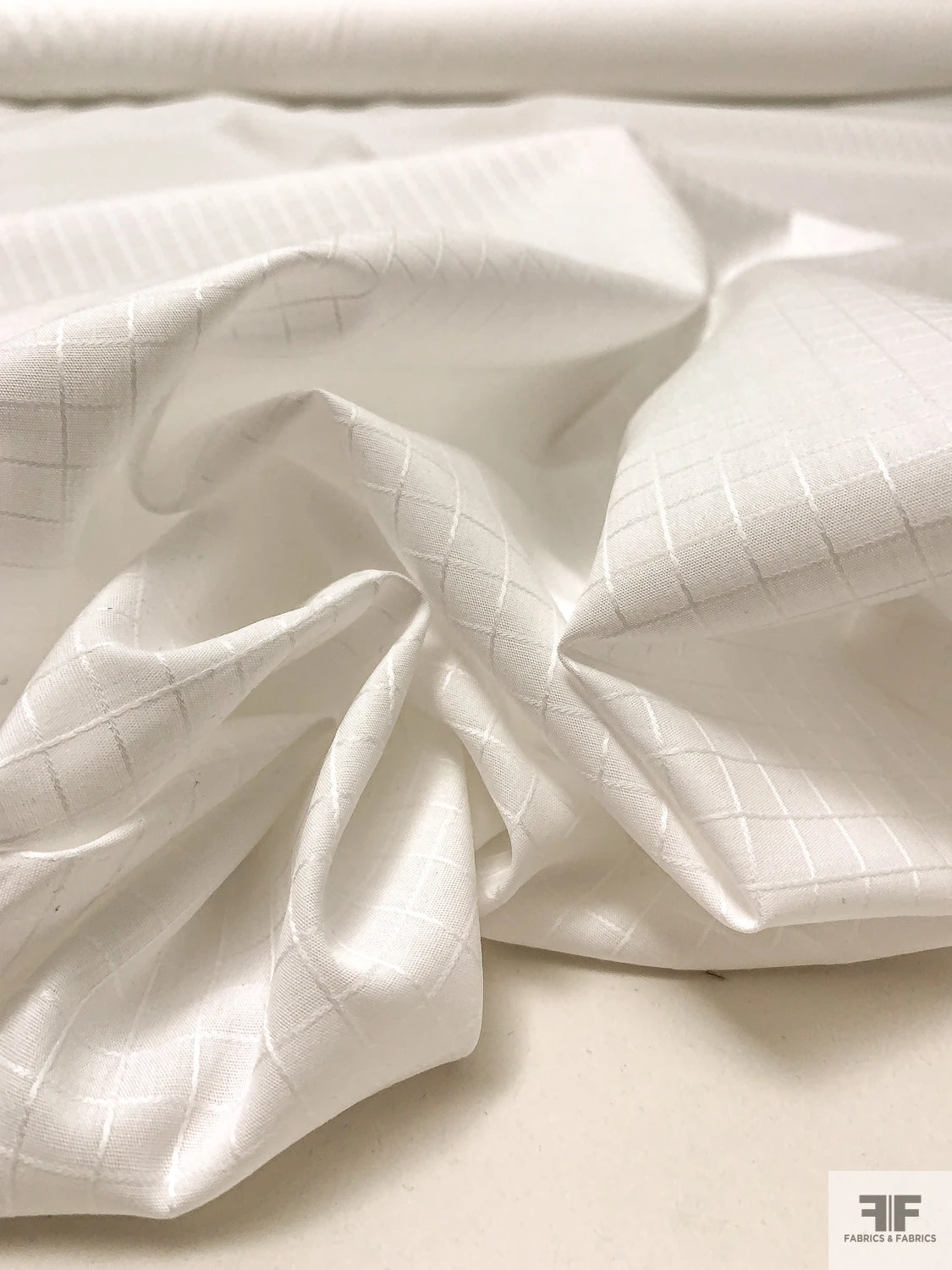 Small Windowpane Cotton Lawn - Off-White 9 Small Windowpane Cotton Lawn - Off-White - Image 7