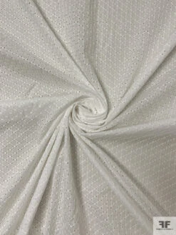 Circles Embroidered Eyelet Cotton Voile - Off-White