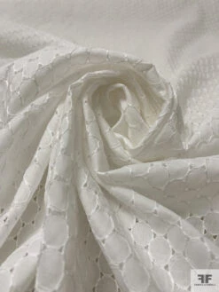 Circles Embroidered Eyelet Cotton Voile - Off-White -Fabrics And Fabrics Store 19009 3