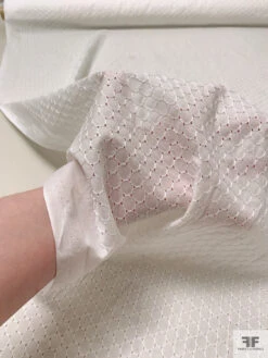 Circles Embroidered Eyelet Cotton Voile - Off-White -Fabrics And Fabrics Store 19009 5