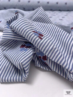 Ditsy Floral Embroidered Cotton Shirting - Blue / White / Purplish Brown 13 Ditsy Floral Embroidered Cotton Shirting - Blue / White / Purplish Brown -Fabrics And Fabrics Store 19085 10