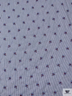 Ditsy Floral Embroidered Cotton Shirting - Blue / White / Purplish Brown 16 Ditsy Floral Embroidered Cotton Shirting - Blue / White / Purplish Brown -Fabrics And Fabrics Store 19085 4