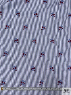 Ditsy Floral Embroidered Cotton Shirting - Blue / White / Purplish Brown 17 Ditsy Floral Embroidered Cotton Shirting - Blue / White / Purplish Brown -Fabrics And Fabrics Store 19085 5