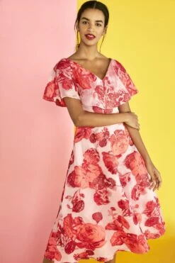 Italian Lela Rose Oversize Floral Fil Coupé Organza - Peony / Pink / Red / White