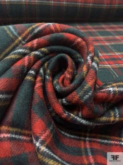 Italian Double Faced Plaid Melton Wool-Blend Coating - Evergreen / Red / Navy / Turmeric / Dark Heather Grey 15 Italian Double Faced Plaid Melton Wool-Blend Coating - Evergreen / Red / Navy / Turmeric / Dark Heather Grey -Fabrics And Fabrics Store 19098 3