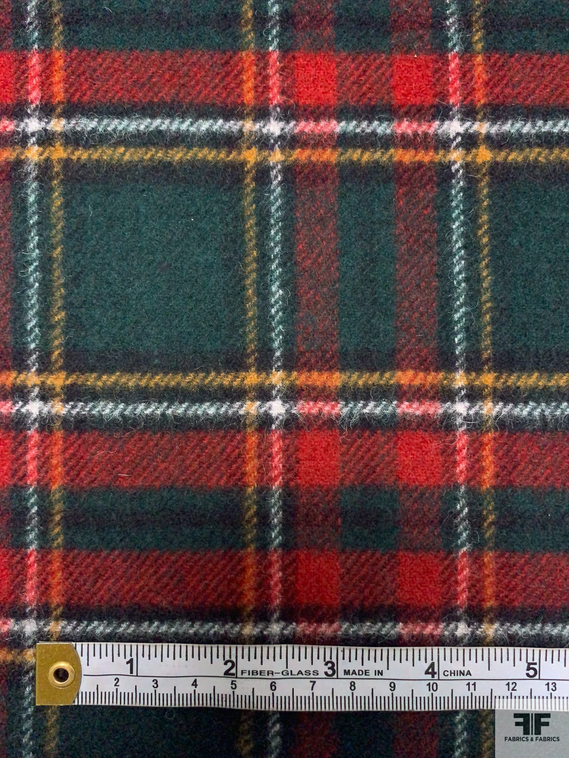 Italian Double Faced Plaid Melton Wool-Blend Coating - Evergreen / Red / Navy / Turmeric / Dark Heather Grey 9 Italian Double Faced Plaid Melton Wool-Blend Coating - Evergreen / Red / Navy / Turmeric / Dark Heather Grey - Image 7