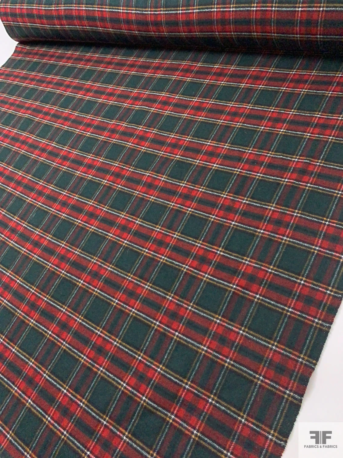 Italian Double Faced Plaid Melton Wool-Blend Coating - Evergreen / Red / Navy / Turmeric / Dark Heather Grey 10 Italian Double Faced Plaid Melton Wool-Blend Coating - Evergreen / Red / Navy / Turmeric / Dark Heather Grey - Image 8