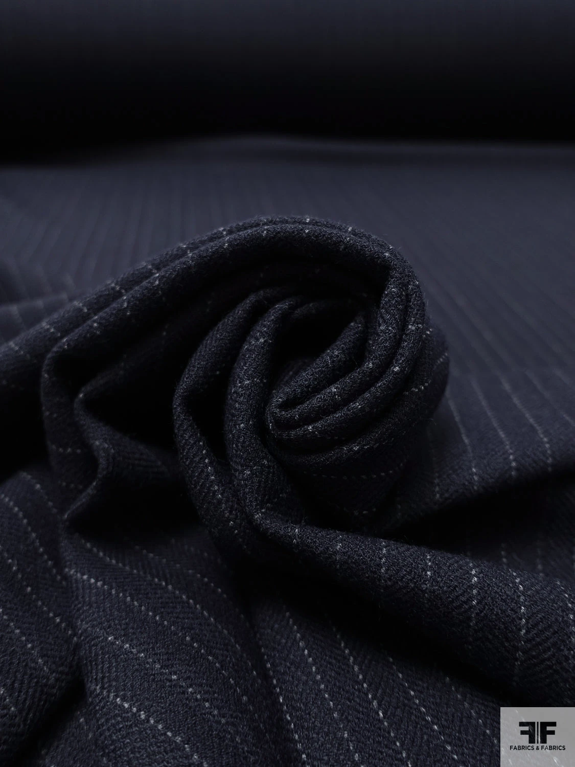 Striped Herringbone Wool-Blend Stretch Suiting - Dark Navy / Grey 3 Striped Herringbone Wool-Blend Stretch Suiting - Dark Navy / Grey