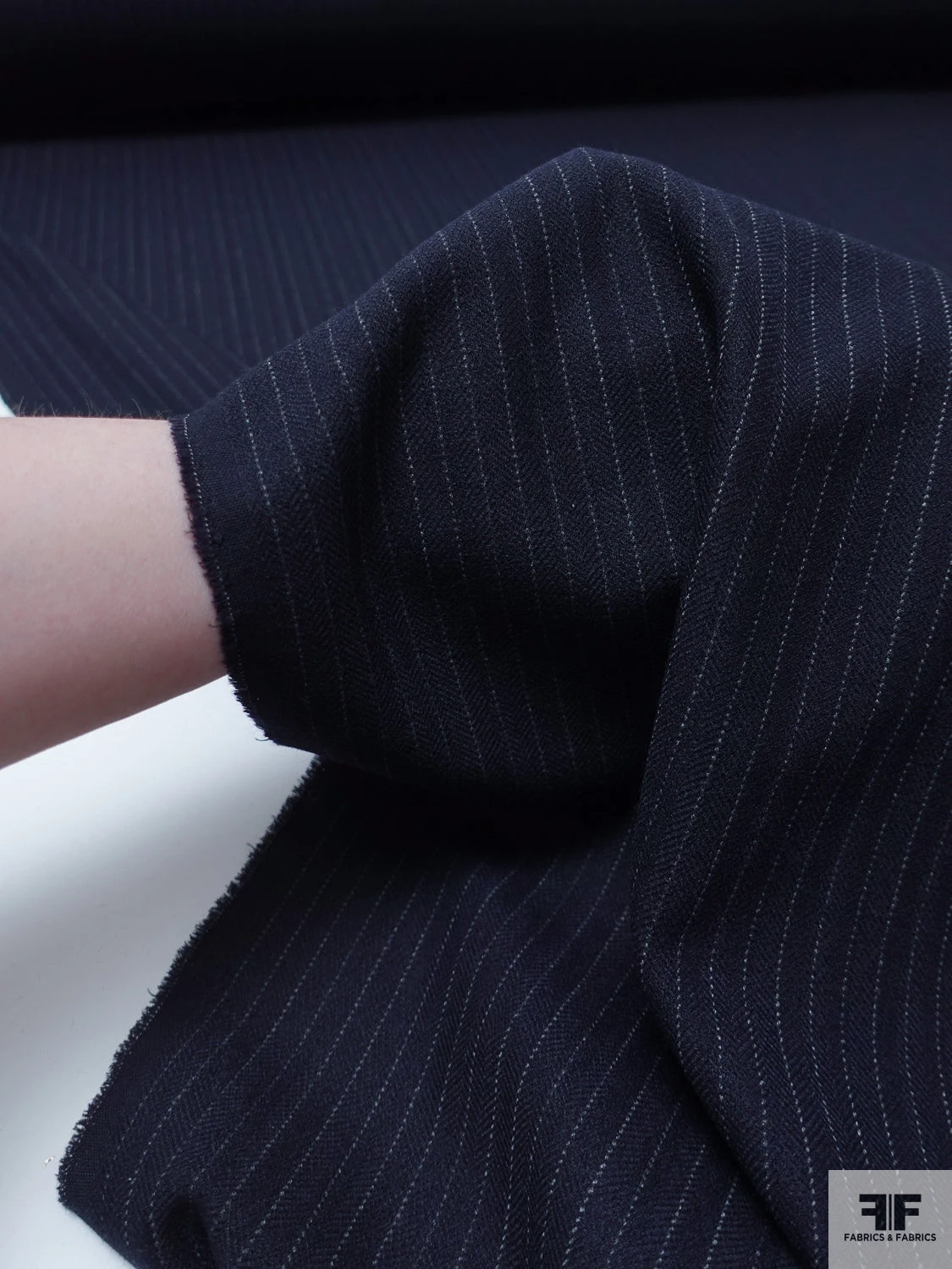 Striped Herringbone Wool-Blend Stretch Suiting - Dark Navy / Grey 10 Striped Herringbone Wool-Blend Stretch Suiting - Dark Navy / Grey - Image 8