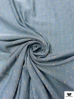 Italian Swiss Dot Twill Cotton Chambray - Denim Blue / Orange -Fabrics And Fabrics Store 19190 1