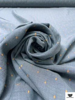 Italian Swiss Dot Twill Cotton Chambray - Denim Blue / Orange -Fabrics And Fabrics Store 19190 3